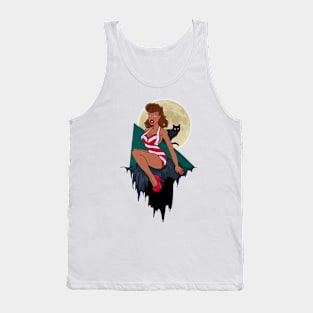 The girl in front of the moon - Not Hamlet Design Tank Top